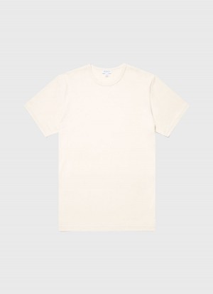 Ecru Sunspel Undyed Classic T-shirt | 92504-KHQV | USA