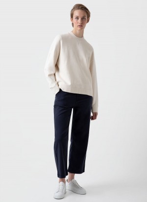 Ecru Sunspel Undyed Relaxed Loopback Sweatshirt | 05273-BZNG | USA