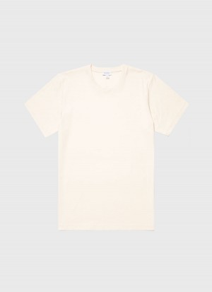 Ecru Sunspel Undyed Riviera Midweight T-shirt | 86932-ESLN | USA