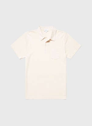 Ecru Sunspel Undyed Riviera Polo Shirt | 43216-ULGN | USA