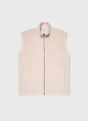 Ecru Sunspel Wool Fleece Vest | 21403-YXUO | USA