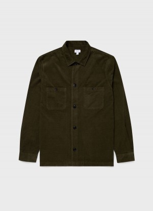 Green Sunspel Cellular Cord Overshirt | 38516-DAOK | USA