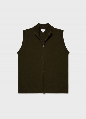 Green Sunspel Lambswool Gilet | 69028-YVTK | USA