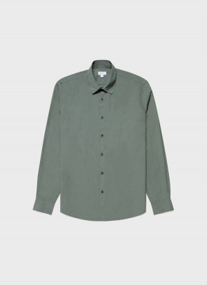 Green Sunspel Lightweight Poplin Shirt | 10425-QRKN | USA