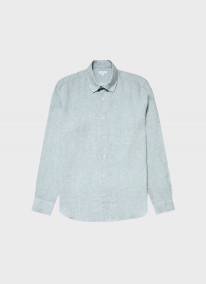 Green Sunspel Linen Shirt | 01783-QAXK | USA