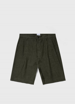 Green Sunspel Pleated Linen Short | 18604-MDEC | USA