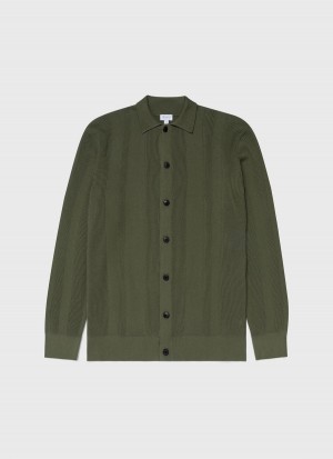 Green Sunspel Rib Knit Jacket | 30284-CKXU | USA