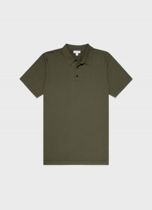 Green Sunspel Sea Island Cotton Polo Shirt | 03817-ZVDH | USA