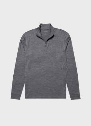 Grey Sunspel Active Merino Half Zip Top | 06752-VWDN | USA