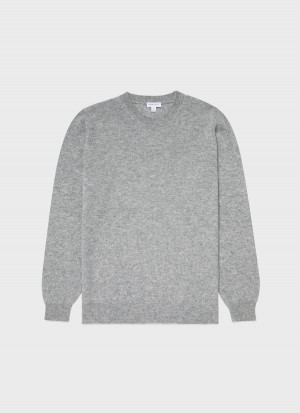 Grey Sunspel Cashmere Crew Neck Jumper | 75290-RWMP | USA