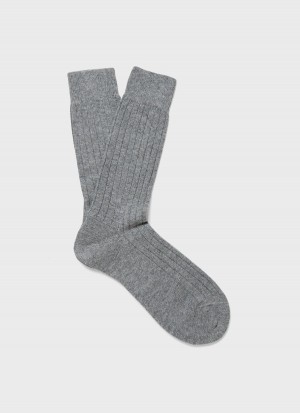 Grey Sunspel Cashmere Ribbed Socks | 34087-RAWS | USA