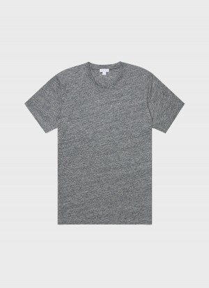 Grey Sunspel Linen T-shirt | 48927-VDCG | USA