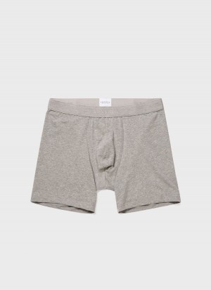 Grey Sunspel Long Cut Stretch Cotton Trunks | 98570-CWSV | USA