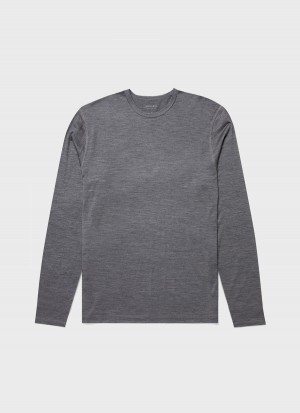 Grey Sunspel Long Sleeve Thermal Merino T-shirt | 95086-XQFZ | USA