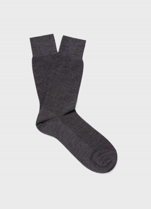 Grey Sunspel Merino Wool Waffle Socks | 81307-TGRV | USA