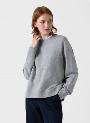 Grey Sunspel Relaxed Loopback Sweatshirt | 41859-UEAP | USA