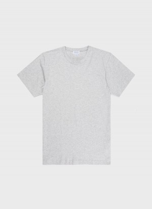 Grey Sunspel Riviera Midweight T-shirt | 21953-IPXE | USA