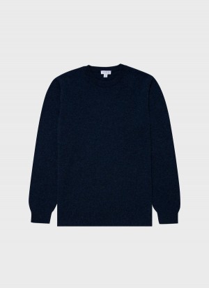 Navy Sunspel Cashmere Crew Neck Jumper | 31906-RWFI | USA