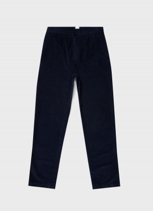 Navy Sunspel Cellular Cord Drawstring Trouser | 96312-UOSY | USA