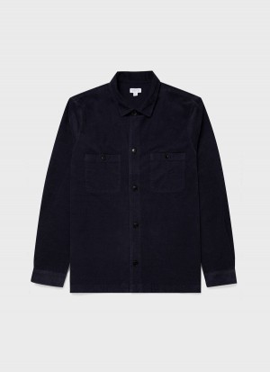 Navy Sunspel Cellular Cord Overshirt | 23791-OYDE | USA