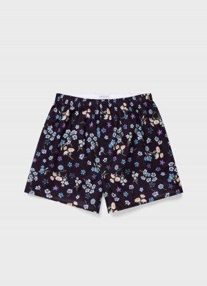 Navy Sunspel Classic Boxer Shorts in Liberty Fabric | 58634-YHIP | USA