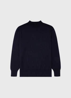 Navy Sunspel English Merino Fisherman Jumper | 48210-UIQW | USA