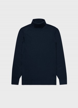 Navy Sunspel Extra‑Fine Merino Roll Neck | 04792-LQGX | USA