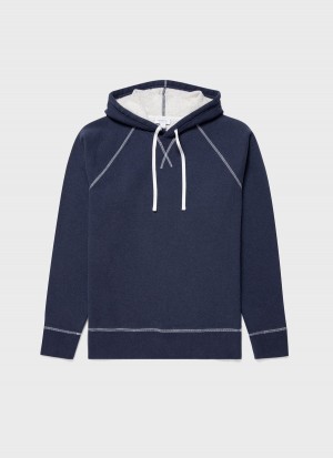 Navy Sunspel Fleeceback Hoody | 47623-TWPL | USA