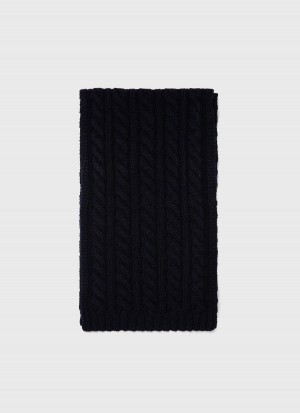 Navy Sunspel Lambswool Cable Scarf | 02761-QUCP | USA