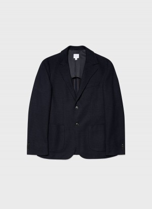 Navy Sunspel Piqué Unstructured Blazer | 32647-UJHM | USA