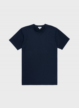 Navy Sunspel Riviera Midweight T-shirt | 36914-HJPW | USA