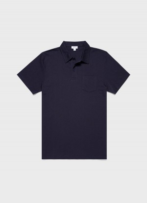 Navy Sunspel Riviera Polo Shirt | 57649-OTYH | USA