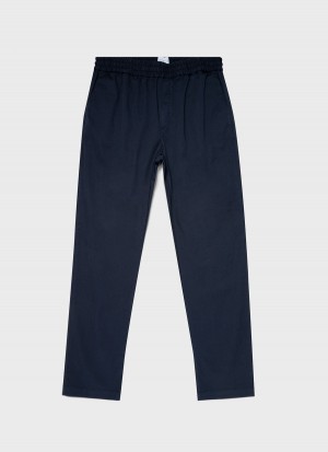 Navy Sunspel Twill Drawstring Trouser | 73260-QZHR | USA