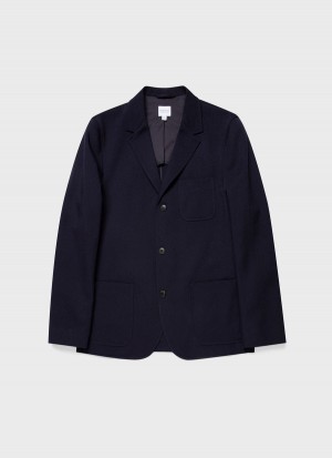 Navy Sunspel Wool Twill Blazer | 76492-WSJA | USA