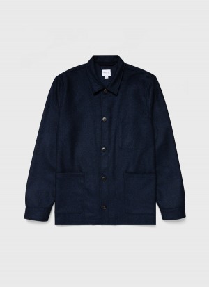 Navy Sunspel Wool Twin Pocket Jacket | 01842-YVJZ | USA