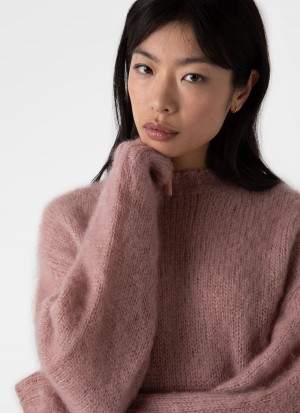 Pink Sunspel Mohair Silk Crew Neck Jumper | 76281-ULQI | USA