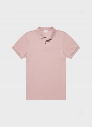 Pink Sunspel Piqué Polo Shirt | 84791-NTFM | USA