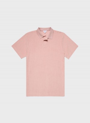 Pink Sunspel Towelling Polo Shirt | 39176-ILVP | USA