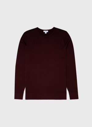 Red Sunspel Extra‑Fine Merino Crew Neck | 98241-VTGL | USA