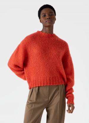 Red Sunspel Mohair Silk Crew Neck Jumper | 15623-WTVK | USA