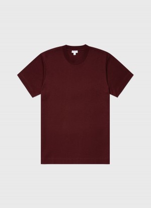 Red Sunspel Relaxed Fit Heavyweight T-shirt | 27895-YXEW | USA