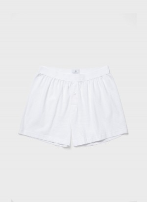 White Sunspel Cellular Cotton One‑Button Shorts | 60895-AKWF | USA