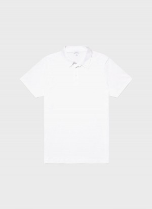 White Sunspel Jersey Classic Polo Shirt | 37951-NDGX | USA