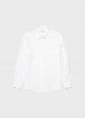 White Sunspel Linen Shirt | 21498-LRCY | USA