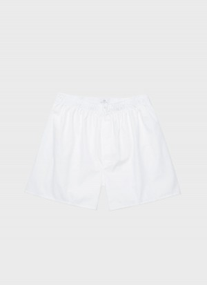 White Sunspel Long Cut Classic Boxer Shorts | 98715-OBER | USA