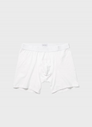 White Sunspel Long Cut Stretch Cotton Trunks | 74520-QHGW | USA