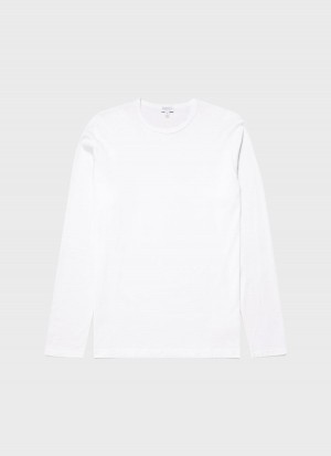 White Sunspel Long Sleeve Classic T-shirt | 83921-VGRM | USA