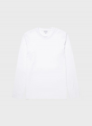 White Sunspel Long Sleeve Riviera Midweight T-shirt | 10498-DFOX | USA