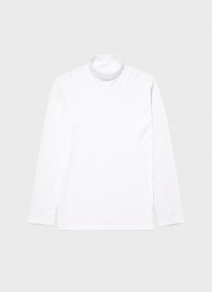 White Sunspel Long Sleeve Roll Neck T-shirt | 07634-NMXK | USA