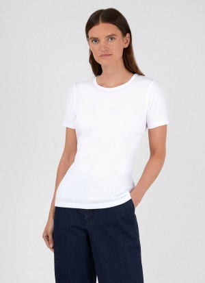 White Sunspel Rib T-shirt | 18795-TLKI | USA